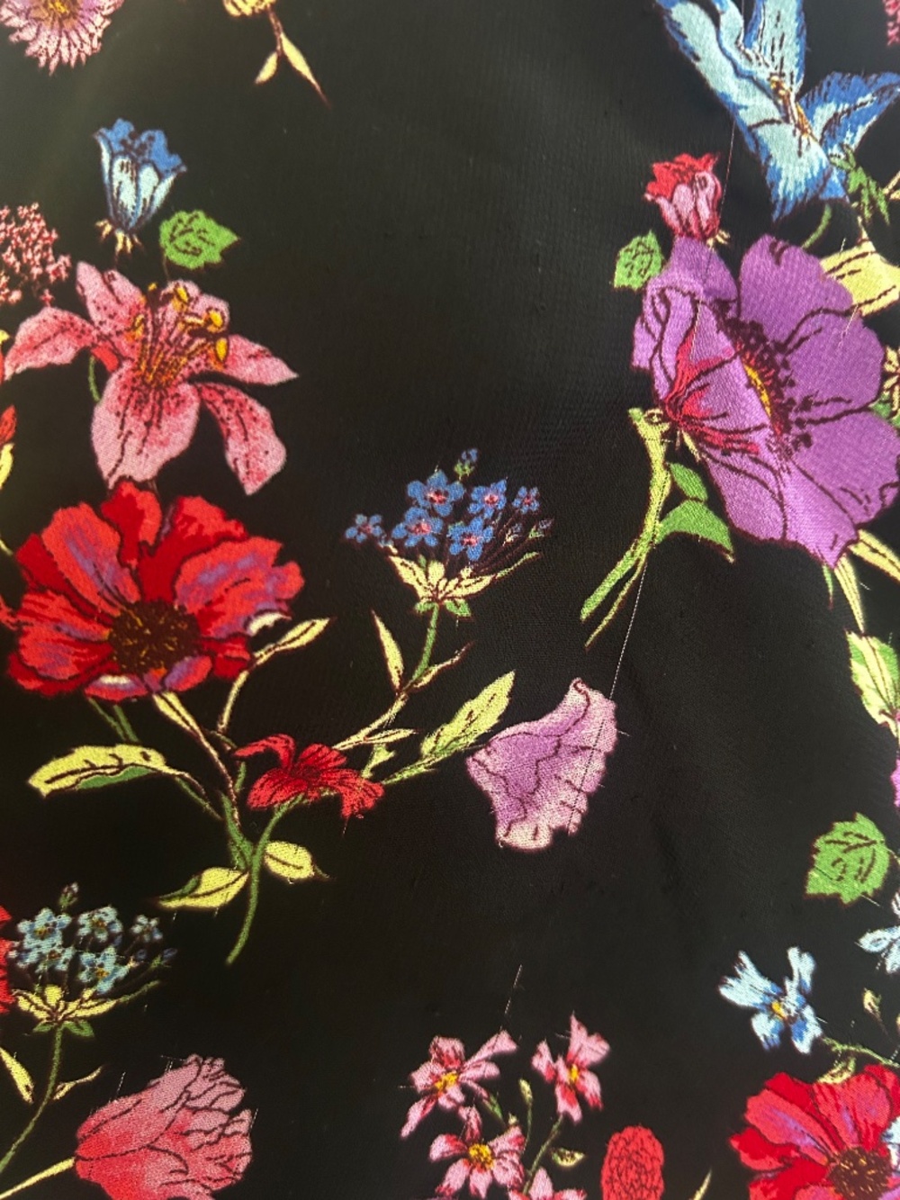 floral chiffon fit & flare mini dress black size m - Picture 7 of 9